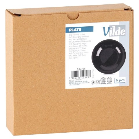 Talerze Deserowe Szklane Czarne 6 szt. VILDE 18 cm Kwadratowe