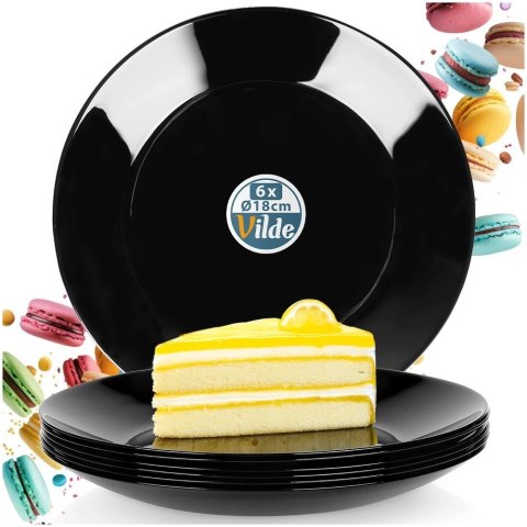 Talerze Deserowe Szklane Czarne 6 szt. VILDE 18 cm Kwadratowe