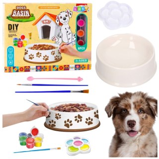 Zestaw Kreatywny Miska Dla Psa Do Malowania Farbki Pędzelki DIY 6 el.
