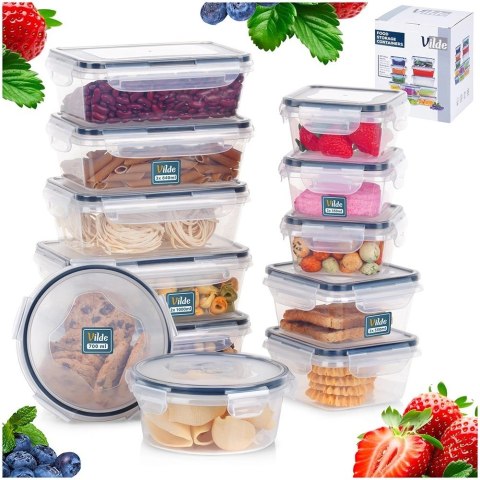 Zestaw Pojemników Pojemniki na Żywność z Pokrywką Uszczelką VILDE 12 szt.
