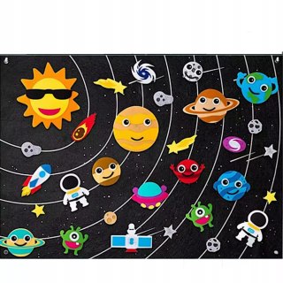 Edukacyjna Mata Filcowa Montessori Układ Słoneczny Kosmos Tablica na Rzepy