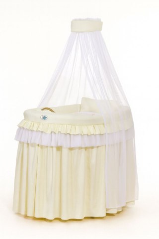 Kosz Mojżesza wiklinowy z baldachimem - Little Princess kremowy