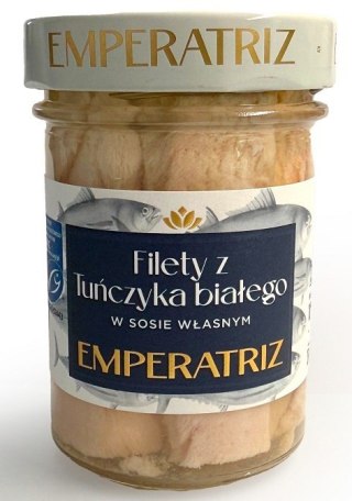TUŃCZYK BIAŁY FILETY MSC W SOSIE WŁASNYM 200 g (140 g) (SŁOIK) - EMPERATRIZ
