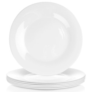 Talerze Obiadowe Płytkie Szkło Białe 6 szt. VILDE 25,5 cm Opalowe