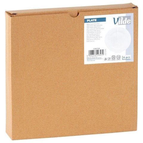 Talerze Obiadowe Płytkie Szkło Białe 6 szt. VILDE 25,5 cm Opalowe