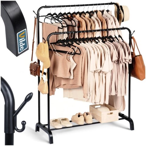 Wiekszak na Ubrania Loft Stojący Metalowy Czarny Pionowy VILDE 110x45x152cm