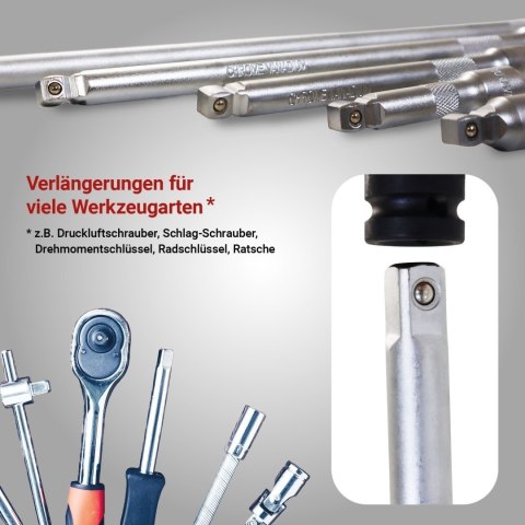 Komplet przedłużek do kluczy nasadowych 3/8 cala - 5 elementów w pudełku