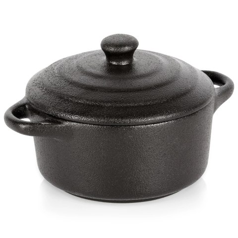 Miseczka do Zapiekania 300 ml Porcelanowa Czarna z Pokrywką VILDE