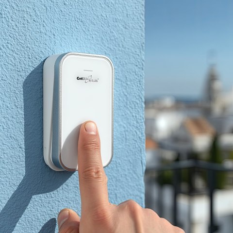 Dzwonek bezprzewodowy bezbateryjny kinetyczny GreenBlue, 38 melodii, biały, zasięg do 200m, IP44, GB157 W