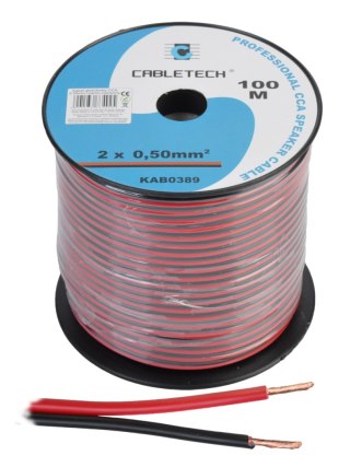 KAB0389 Kabel głośnikowy CCA 0.50mm czarno-czerwony