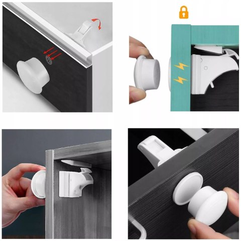 Magnetyczne blokady do mebli i szuflad dla dzieci zestaw 4 + klucz