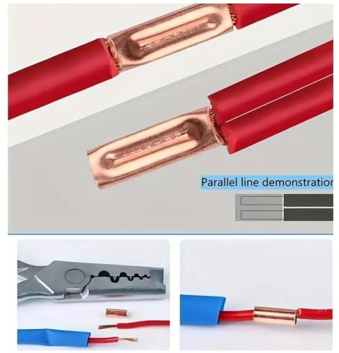 Zaciskarka do tulejek kablowych + 250 szt. tulejek bez izolacji + termokurczki ZESTAW