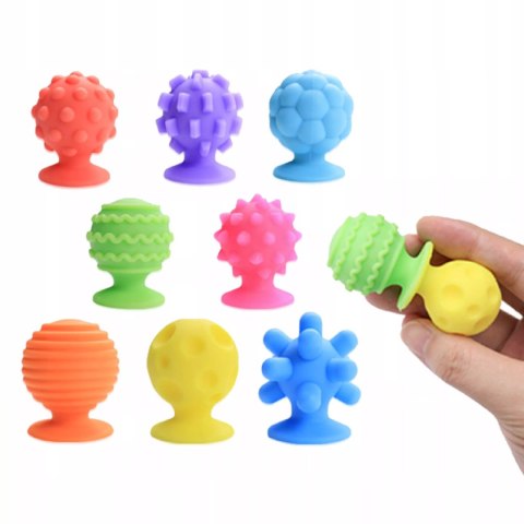 Zestaw 8 sensorycznych piłek na przyssawkach antystesowe