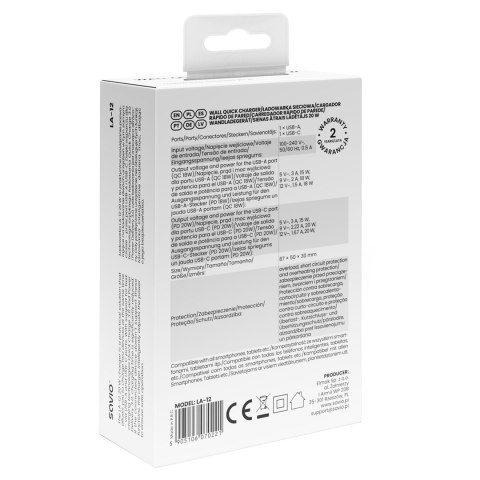 SAVIO ŁADOWARKA SIECIOWA 20W QUICK CHARGE POWER DELIVERY 3.0 LA-12