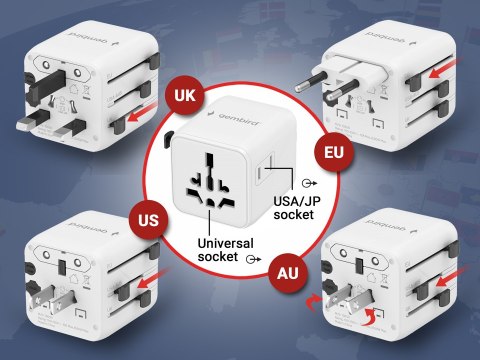 GEMBIRD UNIWERSALNY ADAPTER PODRÓŻNY BIAŁY
