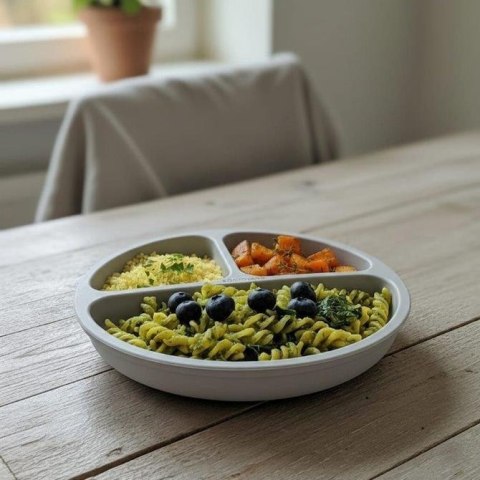 5897 TALERZYK 3-DZIELNY Z PRZYSSAWKAMI JASNY SZARY BL589