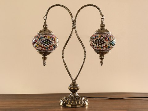 Lampa stołowa - dwa klosze, wielokolorowe