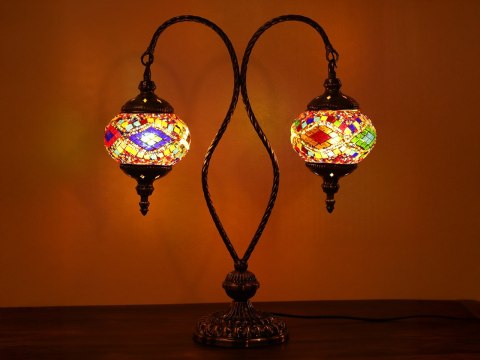 Lampa stołowa - dwa klosze, wielokolorowe
