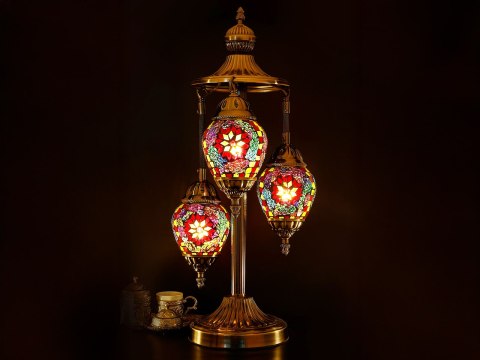 Lampa stołowa - trzy klosze, wielokolorowe