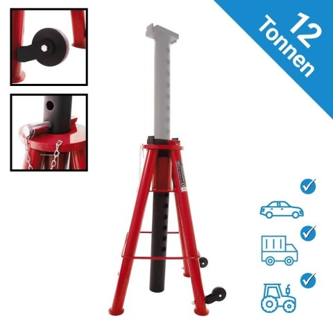 Regulowany stojak podporowy 12T do samochodów i maszyn 74-122 cm stalowyy