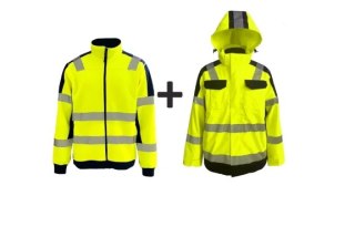 KURTKA PRZECIWDESZCZOWA Z PODPINKĄ, ŻÓŁTA, ROZ. XL