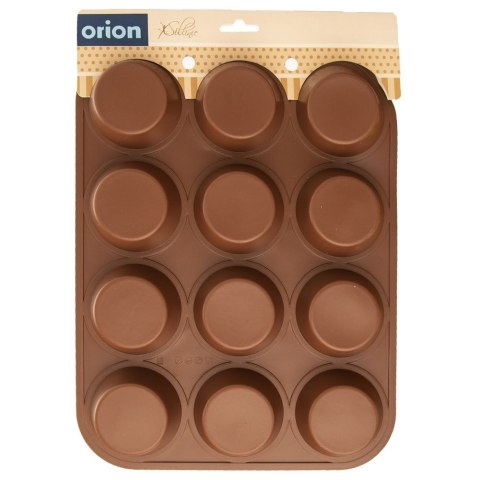Forma do 12 Muffinek Babeczek Silikonowa Brązowa Solidna ORION 32,5 x 25 cm