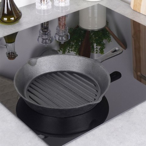Patelnia do Grillowania Smażenia Żeliwna na Indukcję Gaz Grilla ORION 24 cm