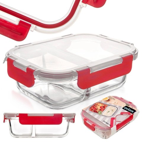 Pojemnik na żywność szklany z pokrywką i uszczelką dzielony 950 ml