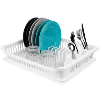 Suszarka na Naczynia Talerze Szara Pojemna Biała ORION 46 x 37 x 8,5 cm