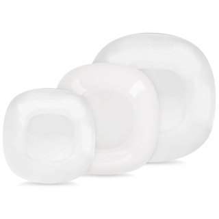 Zestaw Serwis Obiadowy 18 el. ORION LUNA Szklany Kwadratowy Biały