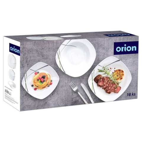 Zestaw Serwis Obiadowy 18 el. ORION Porcelana Kwadratowy Dekor