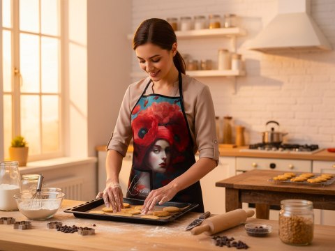 Fartuszek kuchenny - L. Lozano, Kwiaty na głowie (CARMANI)