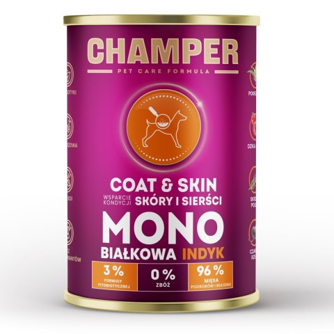 CHAMPER COAT&SKIN MONOBIAŁKOWA łosoś mokra karma dla psa 400g