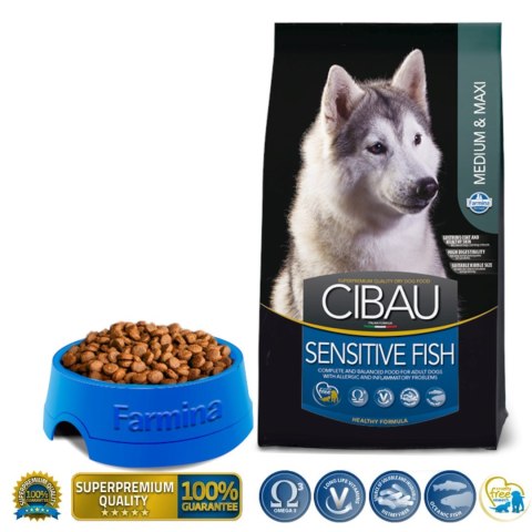 FARMINA Cibau Sensitive Fish Medium & Maxi - sucha karma dla psa - 12 kg