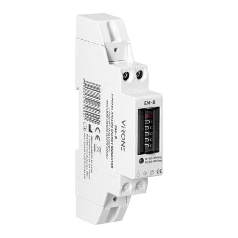 1-fazowy analogowy wskaźnik zużycia energii elektrycznej, 40A, 1 moduł, DIN TH-35mm