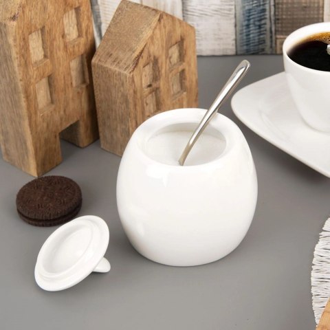 Cukierniczka Porcelanowa ORION MONA 240 ml Biała z Pokrywką Nowoczesna