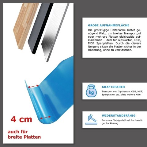 Uchwyt do przenoszenia płyt karton gips osb mdf nośność 100 kg