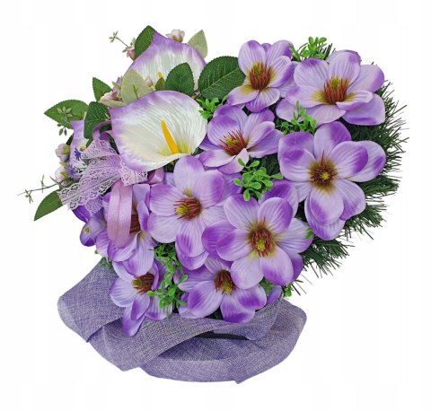 Stroik na cmentarz serce XL wiązanka ze sztucznych kwiatów bukiet nagrobny