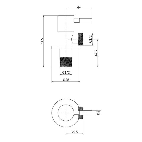 ZAWÓR KĄTOWY ZE STALI NIERDZ. Z GŁOWICĄ CERAMICNĄ 1/2*1/2''