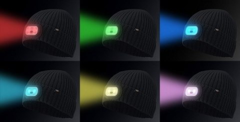 CZAPKA Z LATARKA LED RGB GRAFITOWA