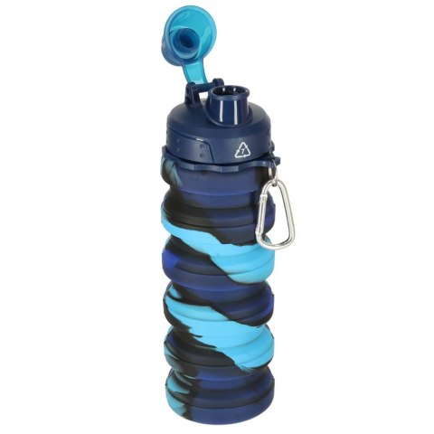Butelka na wodę bidon silikonowy składany z uchwytem BPA FREE 500ml niebieski