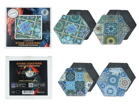 Kpl. 4 podkładek kamiennych - Sześciokątne, Maroko (CARMANI)