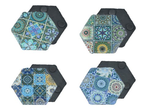 Kpl. 4 podkładek kamiennych - Sześciokątne, Maroko (CARMANI)