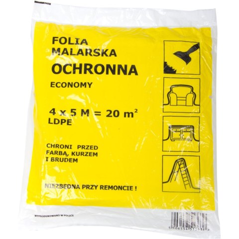 Folia malarska hdpe 4*5m, cienka (grubość: ok.7 mikro-m)
