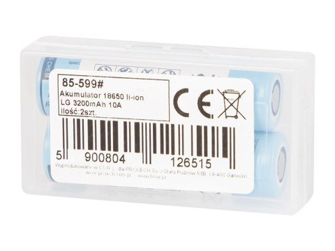 85-599# Akumulator 18650 li-ion lg 3200mah 10a 3,6v + box 2szt