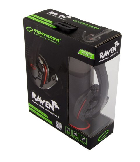 EGH310R Esperanza słuchawki z mikrofonem gaming raven czerwone