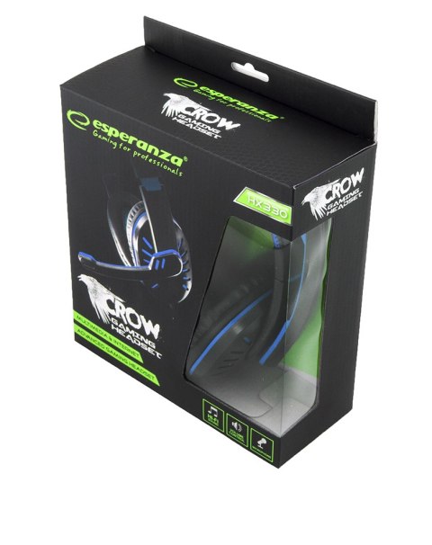 EGH330B Esperanza słuchawki z mikrofonem gaming crow niebieskie