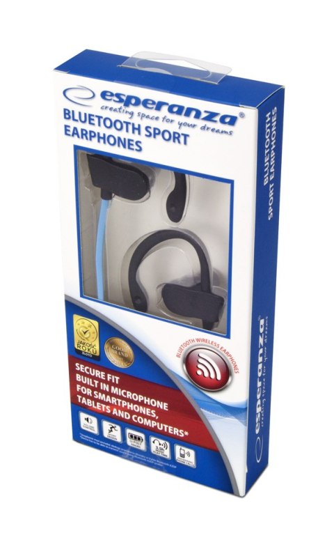 EH188B Esperanza słuchawki douszne bluetooth sportowe czarno-niebieskie