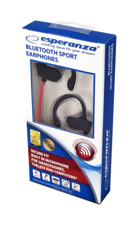 EH188R Esperanza słuchawki douszne bluetooth sportowe czarno-czerwone
