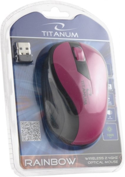 TM114P Mysz bezprzewodowa 2.4GHz 3D optyczna USB Rainbow różowa
